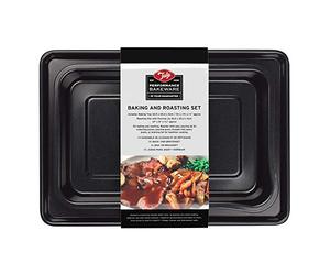 Tala Ensemble de cuisson et rôtissage Performance, plateau de cuisson 34,5 x 24,4 x 2 cm et rôtissoire avec bec verseur 30,6 x 20,3 x 4 cm, acier au carbone de calibre professionnel