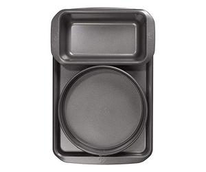 Tala Essential 10A11621 Kit de cuisson anti-adhésif comprenant un moule à charnière de 20 cm, un moule à pain de 0,9 kg et une plaque de cuisson en acier au carbone, larges poignées plates, passe au