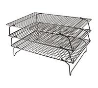 Tala Grille de Refroidissement 3 Niveaux Antiadhésive - Support Pliable Gain de Place - Grille de Refroidissement pour Gâteaux, Muffins & Biscuits - Accessoire de Pâtisserie 40 x 25 cm, Noir