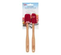 Tala Lot de 2 mini spatules en silicone avec manches en bois, pour pâtisserie, cuisine, ustensile de cuisine, avec surfaces antiadhésives, résistant à la chaleur et têtes lavables au lavevaisselle