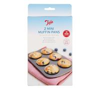 Tala Moule à Mini Muffins 2 Plateau de Cuisson Antiadhésif, Répartition Uniforme de la Chaleur, pour Cupcakes, Snacks Amusebouches Acier au Carbone, Compatible LaveVaisselle, Gris, 20cm x 14cm