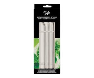 Tala Pailles en Acier Inoxydable Barware, Lot de 4 Pailles Métalliques Réutilisables avec Brosse de Nettoyage, Idéales pour Smoothies, Milkshakes, Cocktails et Boissons Chaudes