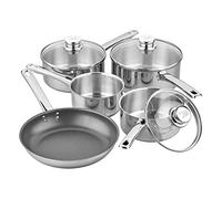 Tala Performance Batterie de Cuisine 5 Pièces en Inox avec Couvercles en Verre et Poêle pour Préparations Quotidiennes Compatible Induction et Toutes Sources de Chaleur