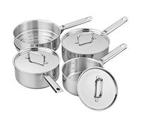 Tala Performance Set de Casseroles 4 Pièces en Inox avec Casseroles 16 18 et 20 cm avec Couvercles et Insert Vapeur Multi Usage pour Tous Feux