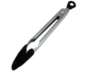 Tala Pince de Service en Acier Inoxydable avec Tête en Silicone, Noire, 23 cm