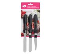 Tala Set de 3 Spatules à Glaçage en Acier Inoxydable avec Manches en Plastique Noir, Idéales pour le Travail de la Pâte à Sucre et des Pâtisseries