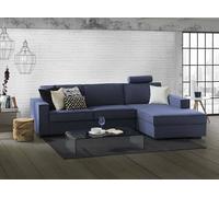 Talamo Italia - Canapé d'angle convertible Adela, Canapé à ouverture pivotante, Péninsule de rangement droite, Accoudoirs standards, 100% Made in Italy, 280x95h90 cm, Bleu