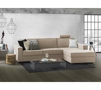 Talamo Italia - Canapé d'angle convertible Adela, Canapé à ouverture pivotante, Péninsule de rangement droite, Accoudoirs standards, 100% Made in Italy, 280x95h90 cm, Beige