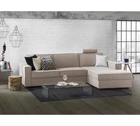 Talamo Italia - Canapé d'angle convertible Adela, Canapé avec péninsule de rangement droite, Accoudoirs standards, 100% Made in Italy, Cm 280x95h90, Taupe