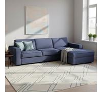 Talamo Italia - Canapé d'angle convertible Adelia, Canapé avec ouverture pivotante, Péninsule de rangement droite, Accoudoirs fins, 100% Made in Italy, 260x95h90 cm, Bleu