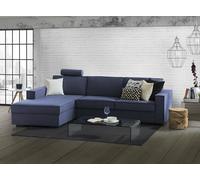 Talamo Italia - Canapé d'angle convertible Adima, Canapé à ouverture pivotante, Péninsule de rangement gauche, Accoudoirs fins, 100% Made in Italy, 260x95h90 cm, Bleu