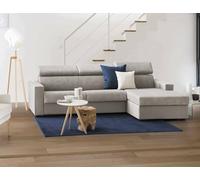 Talamo Italia - Canapé d'angle convertible Alceste, Canapé à ouverture pivotante, Péninsule de rangement droite, Accoudoirs fins, 100% Made in Italy, Cm 260x95h85, Taupe