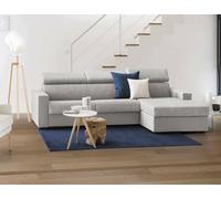 Talamo Italia - Canapé d'angle convertible Alceste, Canapé à ouverture pivotante, Péninsule de rangement droite, Accoudoirs fins, 100% Made in Italy, 260x95h85 cm, Gris