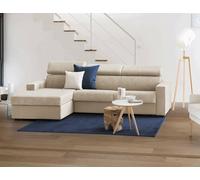 Talamo Italia - Canapé d'angle convertible Aleandra, Canapé à ouverture pivotante, Péninsule de rangement gauche, Accoudoirs fins, 100% Made in Italy, 260x95h85 cm, Beige