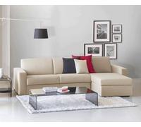 Talamo Italia - Canapé d'angle convertible Alisea, canapé à ouverture pivotante, péninsule de rangement réversible, accoudoirs fins, 100% Made in Italy, 260x95h90 cm, Beige