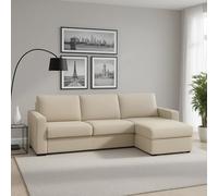 Talamo Italia - Canapé d'angle Debora, Canapé d'angle, Péninsule de rangement réversible, Accoudoirs fins, 100% Made in Italy, 260x95h90 cm, Beige