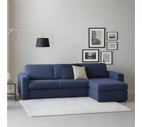 Talamo Italia - Canapé d'angle Debora, Canapé d'angle, Péninsule de rangement réversible, Accoudoirs fins, 100% Made in Italy, 260x95h90 cm, Bleu