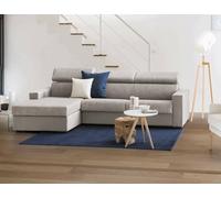 Talamo Italia - Canapé d'angle Eliana, Canapé en tissu, Chaise longue conteneur gauche, Accoudoirs fins, 100% Made in Italy, Cm 280x95h85, Taupe