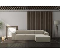 Talamo Italia - Canapé d'angle Giovanna, Canapé modulable avec péninsule droite, Canapé moderne en tissu, 100% Made in Italy, 300x170h70 cm, Tortora