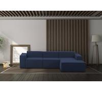 Talamo Italia - Canapé d'angle Giovanna, Canapé modulable avec péninsule droite, Canapé moderne en tissu, 100% Made in Italy, 300x170h70 cm, Bleu