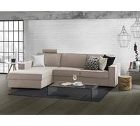 Talamo Italia - Canapé d'angle Grazia, Canapé d'angle avec péninsule de rangement Sinistra, Accoudoirs standards, 100% Made in Italy, Cm 280x95h90, Taupe