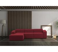 Talamo Italia - Canapé d'angle Jessica, Canapé modulable avec péninsule gauche, Canapé moderne en tissu, 100% Made in Italy, 300x170h70 cm, Rouge
