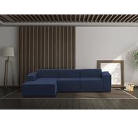 Talamo Italia - Canapé d'angle Jessica, Canapé modulable avec péninsule gauche, Canapé moderne en tissu, 100% Made in Italy, 300x170h70 cm, Bleu