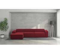 Talamo Italia - Canapé d'angle Licia, Canapé modulable avec méridienne gauche, Canapé moderne en tissu, 100% Made in Italy, 340x170h70 cm, Rouge