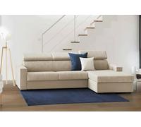 Talamo Italia - Canapé d'angle Marica, Canapé d'angle avec méridienne droite en tissu, Accoudoirs standards, 100% Made in Italy, 280x95h85 cm, Beige