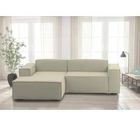 Talamo Italia - Canapé d'angle Nadia, Canapé modulable 2 places avec péninsule gauche, Canapé en tissu, 100% Made in Italy, 220x170h70 cm, Beige