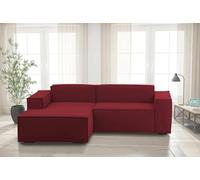 Talamo Italia - Canapé d'angle Nadia, Canapé modulable 2 places avec péninsule gauche, Canapé en tissu, 100% Made in Italy, 220x170h70 cm, Rouge