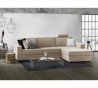Talamo Italia - Canapé d'angle Nami, Canapé d'angle avec péninsule de rangement droite, Accoudoirs standards, 100% Made in Italy, 280x95h90 cm, Beige