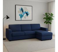 Talamo Italia - Canapé d'angle Nicoletta, Canapé avec péninsule conteneur réversible, accoudoirs standards, 100% Made in Italy, 280x95h90 cm, Bleu