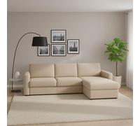 Talamo Italia - Canapé d'angle Nicoletta, Canapé avec péninsule conteneur réversible, accoudoirs standards, 100% Made in Italy, 280x95h90 cm, Beige