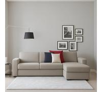 Talamo Italia - Canapé d'angle Nicoletta, Canapé avec péninsule conteneur réversible, accoudoirs standards, 100% Made in Italy, 280x95h90 cm, Taupe