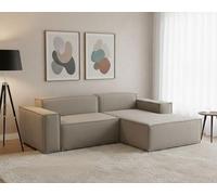 Talamo Italia - Canapé d'angle Patrizia, Canapé modulable 2 places avec péninsule droite, Canapé en tissu, 100% Made in Italy, 220x170h70 cm, Taupe