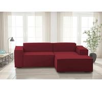 Talamo Italia - Canapé d'angle Patrizia, Canapé modulable 2 places avec péninsule droite, Canapé en tissu, 100% Made in Italy, 220x170h70 cm, Rouge