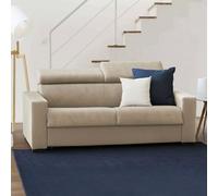 Talamo Italia - Canapé fixe 2 places Leila, Canapé en tissu rembourré, Appuie-tête réglables et accoudoirs standards, 100% Made in Italy, 180x95h85 cm, Beige