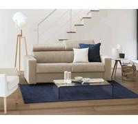 Talamo Italia - Canapé fixe 3 places Julia, canapé en tissu rembourré, appuie-tête réglables et accoudoirs standards, 100% Made in Italy, 220x95h85 cm, Beige