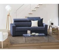 Talamo Italia - Canapé lit 2 places Agostina, Canapé de salon avec ouverture pivotante, Appuie-tête réglables et accoudoirs fins, 100% Made in Italy, 160x95h85 cm, Bleu