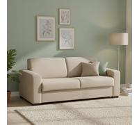 Talamo Italia - Canapé lit 2 places Alexis, Canapé de salon avec ouverture pivotante en tissu rembourré, Accoudoirs standards, 100% Made in Italy, Cm 200x95h90, Beige