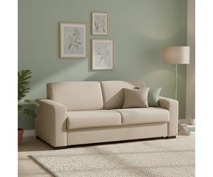 Talamo Italia - Canapé lit 2 places Alexis, Canapé de salon avec ouverture pivotante en tissu rembourré, Accoudoirs standards, 100% Made in Italy, Cm 200x95h90, Beige