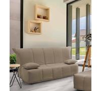 Talamo Italia - Canapé lit 2 places Alisee, Canapé avec ouverture chariot en tissu rembourré, Coussins inclus, 100% Made in Italy, Cm 125x90h85, Taupe