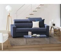 Talamo Italia - Canapé lit 3 places Aisha, Canapé de salon avec ouverture pivotante, Appuie-tête réglables et accoudoirs fins, 100% Made in Italy, 200x95h85 cm, Bleu