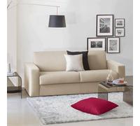 Talamo Italia - Canapé lit 3 places Aliana, Canapé de salon avec ouverture pivotante en tissu rembourré, Accoudoirs standards, 100% Made in Italy, Cm 220x95h90, Beige