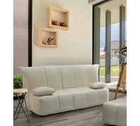 Talamo Italia - Canapé lit 3 places Allegra, Canapé avec ouverture trolley en tissu rembourré, Coussins inclus, 100% Made in Italy, 165x90h85 cm, Beige
