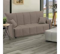 Talamo Italia - Canapé lit 3 places Allyson, Canapé avec ouverture trolley en tissu rembourré, Accoudoirs standards, 100% Made in Italy, Cm 190x90h85, Taupe
