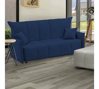 Talamo Italia - Canapé lit 3 places Allyson, Canapé avec ouverture trolley en tissu rembourré, Accoudoirs standards, 100% Made in Italy, 190x90h85 cm, Bleu