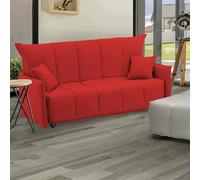Talamo Italia - Canapé lit 3 places Allyson, Canapé avec ouverture trolley en tissu rembourré, Accoudoirs standards, 100% Made in Italy, 190x90h85 cm, Rouge