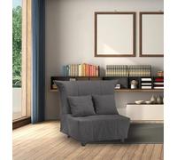 Talamo Italia - Fauteuil Alma, Canapé simple, Fauteuil de salon ouvrant sur chariot en tissu rembourré, Coussins inclus, 100% Made in Italy, 85x90h85 cm, Gris